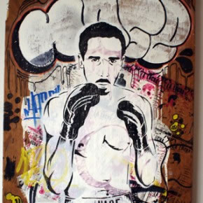 Hase | Pintura Industrial, stencil y collage sobre madera | 2005