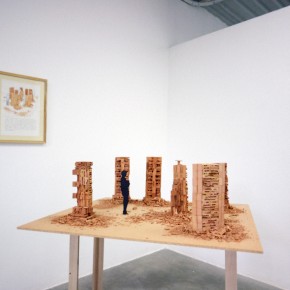 Las torres de Caracas | 2012 | 3 acuarelas sobre papel (proyecto), 6 maquetas a escala de arcilla cocida