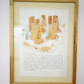 Las torres de Caracas | 2012 | 3 acuarelas sobre papel (proyecto), 6 maquetas a escala de arcilla cocida