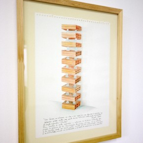 El objeto específico "Stacks" | 2012 | Acuarela sobre papel | 40 x 30 cm | Escultura de bloques de arcilla y cerámica | 185,5 x 30 x 20 cm