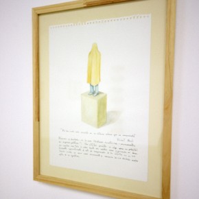 Memoria no develada | 2012 | Acuarela sobre papel | 40 x 30 cm | Maqueta de cerámica, MDF y tela | 33 x 12 x 12 cm