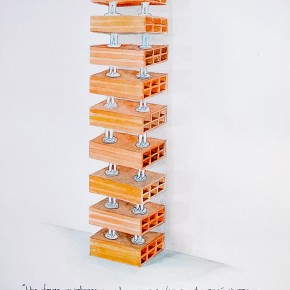 El objeto específico "Stacks" | 2012 | Acuarela sobre papel | 40 x 30 cm | 2012 | Acuarela sobre papel | 40 x 30 cm | Escultura de bloques de arcilla y cerámica | 185,5 x 30 x 20 cm