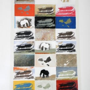 Carlos Susana | Elefante Blanco | 2013 | Mixta sobre BVAC | 2 murales. 127 x 76 cm / 35 x 125 cm