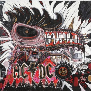 AC/DC San Antonio, TX 45300-AUSSIE-MACK | 2004 | Óleo y senok sobre lienzo | 210 x 210 cm/ 82.6 x 82.6 pulgadas