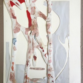 Fabián Salazar | Frame | 2014 | Textil sintético, papel, pintura acrílica y tinta serigráfica; sobre papel fabriano de 220 gr | 26.7 x 29.5 cm
